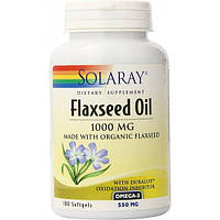 Льняное масло Solaray Flaxseed Oil 1000 mg 100 Softgels SOR-00802 KC, код: 7519029