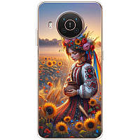 Чехол Силиконовый для Телефона с Принтом на Nokia X10 (Патриотический, Девушка Украинка)