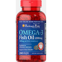 Омега 3 Puritan's Pride Omega-3 Fish Oil 1200 mg 200 Softgels KC, код: 7595099