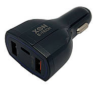 Автомобільний зарядний пристрій XON UniLink Type-C 15 W PD15 + QC 3.0 + 5 V 3.1 A Black (506094 KC, код: 8204180