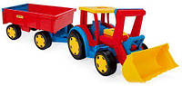 Трактор каталка с ковшом и прицепом "Гигант" Пластик Разноцвет Wader Китай