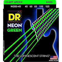Струны для бас-гитары DR NGB5-45 Hi-Def Neon Green K3 Coated Medium Bass Guitar 5 Strings 45 KC, код: 7291180