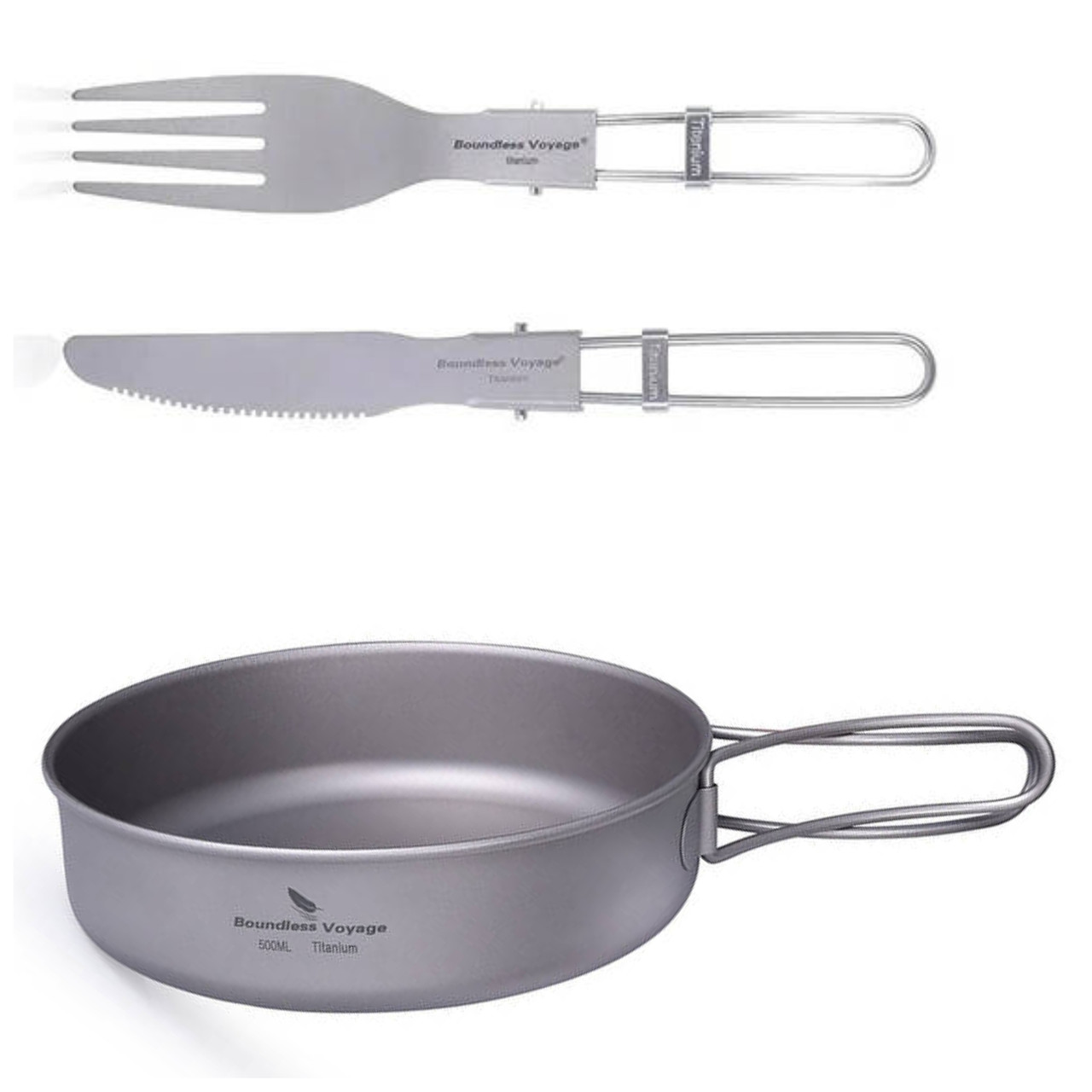 Тарілка титанова Boundless Voyage 500 мл + столові прилади, фото 1