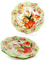 Набор Bona 6 стеклянных тарелок Тюльпаны диаметр 25см обеденные тарелки DP40059 PZ, код: 7426215