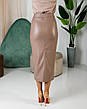 Жіноча спідниця "Вів'єн" з еко-шкіри на замші в бежевому кольорі розміри від 42 до 54, фото 7