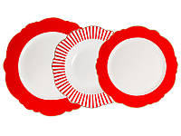 Фарфоровый набор тарелок Красная Охелия три размера AL186634 Lefard 6 шт PZ, код: 8382220