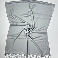 Женский однотонный палантин шарф. Трикотажный мягкий шарф на осень весну из натуральной ткани Светло - Серый