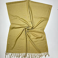 Женский однотонный палантин шарф. Трикотажный мягкий шарф на осень весну из натуральной ткани Горчично - Коричневый