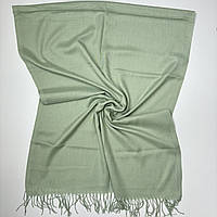Женский однотонный палантин шарф. Трикотажный мягкий шарф на осень весну из натуральной ткани Серо - Зеленый