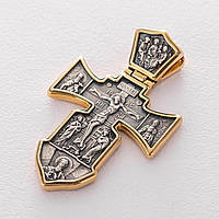 Серебряный крест с позолотой Распятие. Ангел Хранитель 131416 Оникс PZ, код: 6732159