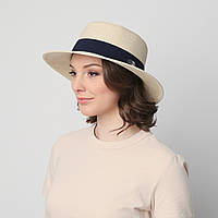 Шляпа LuckyLOOK женская канотье 375-872 One size Светло-бежевый PZ, код: 7437096