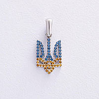 Серебряный кулон Герб Украины - Тризуб (голубые и желтые фианиты) 956 Оникс PZ, код: 8072877