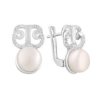Срібні сережки SilverBreeze з натуральними перлами топазом білим (2123576) KC, код: 8025771