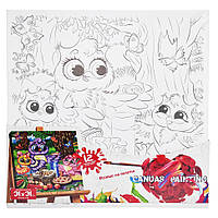 Роспись на холсте "Canvas Painting" Пикник для совушек Danko Toys PX-07-06 31х31см, Toyman