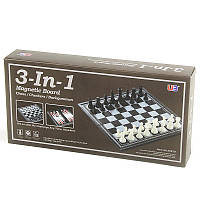 Шашки, шахматы, нарды магнитные 3 в 1 38810 25х25 см, Vse-detyam