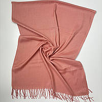 Женский однотонный палантин шарф. Трикотажный мягкий шарф на осень весну из натуральной ткани Темно - Персиковый