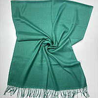 Женский однотонный палантин шарф. Трикотажный мягкий шарф на осень весну из натуральной ткани Темно - Изумрудный