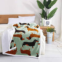 Мягкое фланелевое одеяло-покрывало из микрофибры с принтом собак 150 x 200 см для кровати или дивана