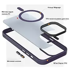 Чохол Color Frame матовий напівпрозорий з кольоровою рамкою та Magsafe для iPhone 15 Pro Blue, фото 3