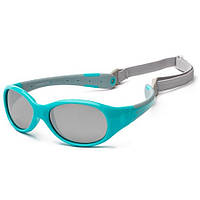 Детские солнцезащитные очки Koolsun бирюзово-серые серии Flex (Размер: 3+) KS-FLAG003, Vse-detyam