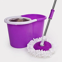 Швабра с турбо отжимом и ведром с корзиной центрифугой Spin Mop 360 Фиолетовое