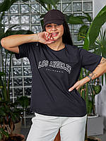 Футболка женская хлопковая, с принтом - надписью LOS ANGELES, Фуме, XL