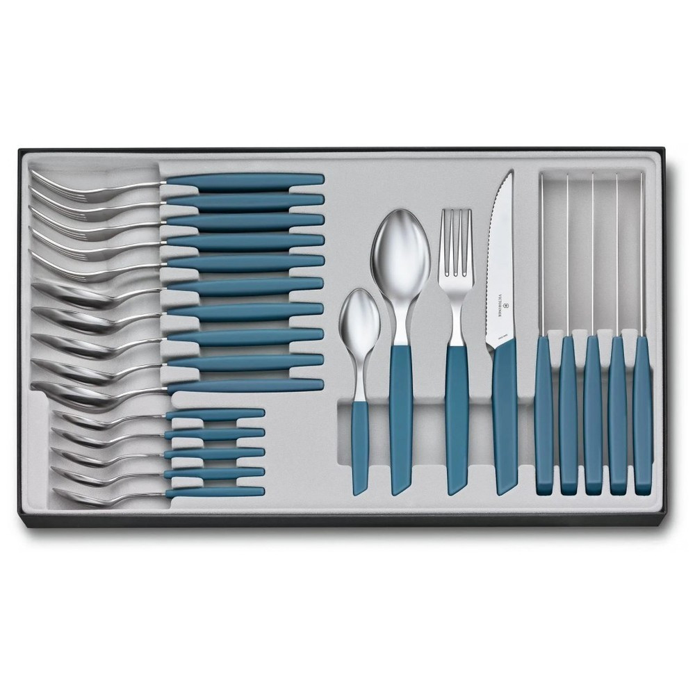 Набір столових приборів Victorinox Swiss Modern Table Set 24 предмети Синій (6.9096.12W2.24) SC, код: 7431977