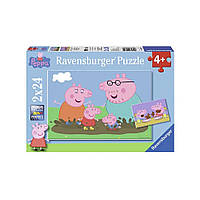 Пазл "Свинка Пеппа Веселье" Ravensburger 9082, 2 предмета по 24 элемента, Vse-detyam