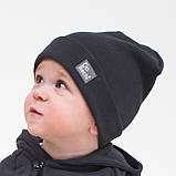 Дитяча демісезонна шапка кашкорсе Сіра, розмір 44-48, фото 2