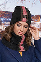 Комплект «Анжелина» (шапка-колпак и шарф-хомут) Braxton черный 56-59 SC, код: 6160171