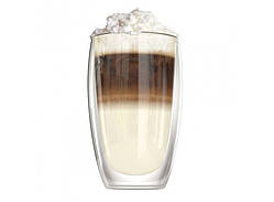 Скляна склянка для чаю та кави з подвійними стінками та подвійним дном А-Плюс 7003 Capuchino 470 SC, код: 8262250