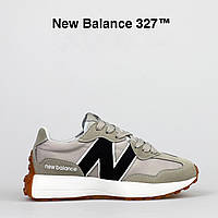 Стильные женские кроссовки New Balance 327 classic демисезонные замшевые серый с зеленым