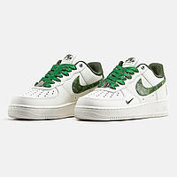 Кроссовки бело-зеленые мужские Nike Air Force 1 x BAPE