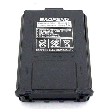 Акумулятор, акумуляторна батарея до рації BAOFENG UV-5R BL-5 1800mAh, фото 1