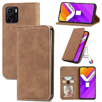 Чохол-книжка Skin Feel Leather Wallet для Vivo Y15s Brown