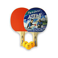 Набор для настольного тенниса Duet Atemi 4740152200212, (2 ракетки + 3 мяча), Vse-detyam