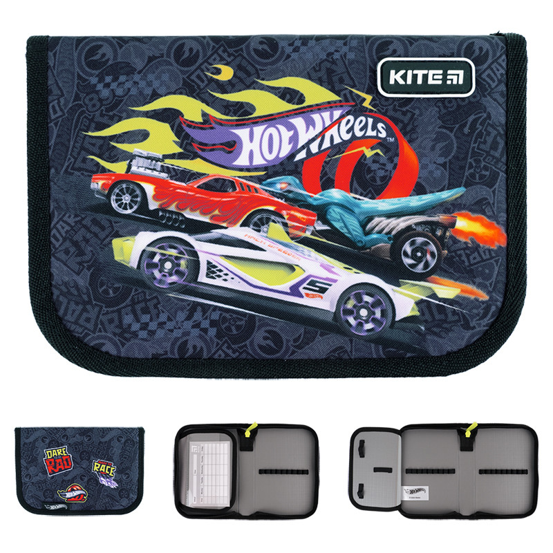 Пенал без наповнення Kite Hot Wheels HW24-621, 1 відділення, 1 відворот, фото 1