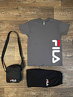 Летний набор сумка футболка и шорты для мужчин (Фила) Fila, Турецкий хлопок