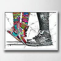 Постер на ПВХ "Pair Sneakers Jordan Art" UkrPoster 2212570011 белая рамка 50х70 см, Vse-detyam