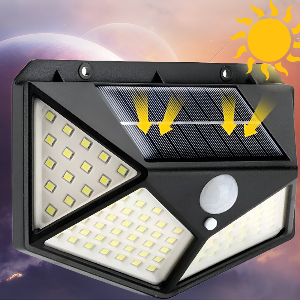 Вуличний LED ліхтар на сонячній батареї 10Вт, BL CL-100 / Настінний світильник навісний з датчиком руху