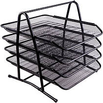 Лоток металевий горизонтальний 4-ярусний Leader сітка Чорний