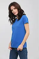Женская синяя футболка под нанесение ХЛОПОК 100% размер S
