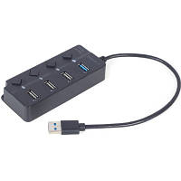 Концентратор Gembird 4 ports 1xUSB3.1+3xUSB2.0 switch black UHB-U3P1U2P3P-01 n