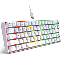 HXSJ V200 Проводная мини-игровая клавиатура K68 RGB мембранная с подсветкой Белый