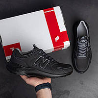 Мужские кроссовки New Balance осенние-весенние, нью беланс черные, кожаные