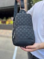 Мужская сумка слинг, Нагрудная Louis Vuitton кожаная, через плечо.