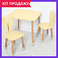 Детский столик и стульчик для занятий и игр деревянный Bambi 04-025BEIGE-2 бежевый