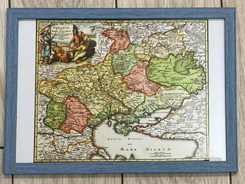 Мапа України,Terra Cosaccorum, Johann Baptiste Homann (Nuremberg, 1720) в рамці