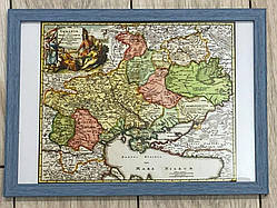 Мапа України,Terra Cosaccorum, Johann Baptiste Homann (Nuremberg, 1720) в рамці
