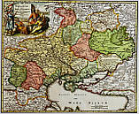 Мапа України,Terra Cosaccorum, Johann Baptiste Homann (Nuremberg, 1720) в рамці, фото 3